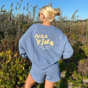 Matching Pura Vida set — large crewneck & small shorts